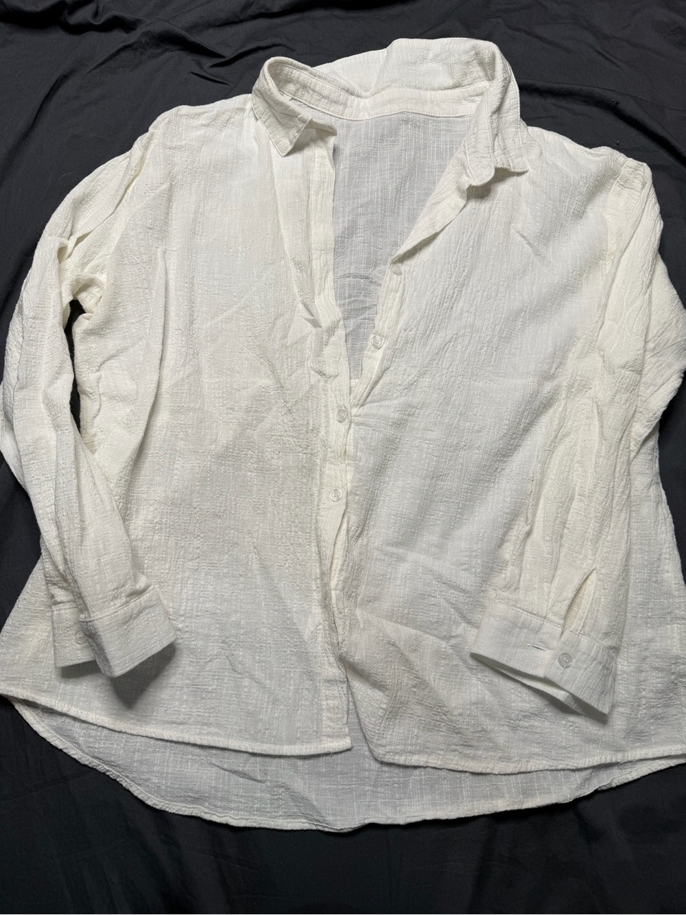 Women's White Button-Down Textured Shirt